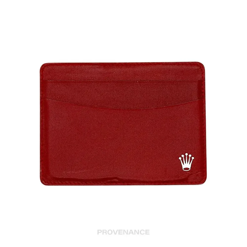 🔴 Rolex Card Holder Wallet - Red Leather